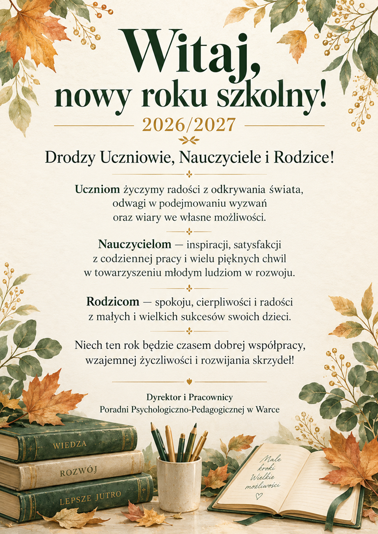 Witaj nowy roku szkolny ! 2026/27 - Plakat Witaj nowy roku szkolny ! 2026/27 - Plakat